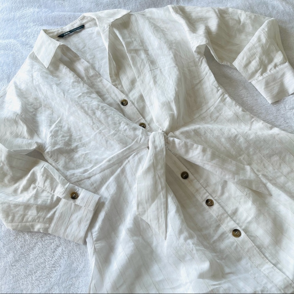 Zara white tunic top shirt dress sz S (s21)